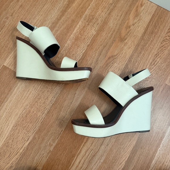 Tory Burch Lexington 110MM Ivory White Leather Platform Wedge Sandals Size 8.5 - Picture 4 of 7
